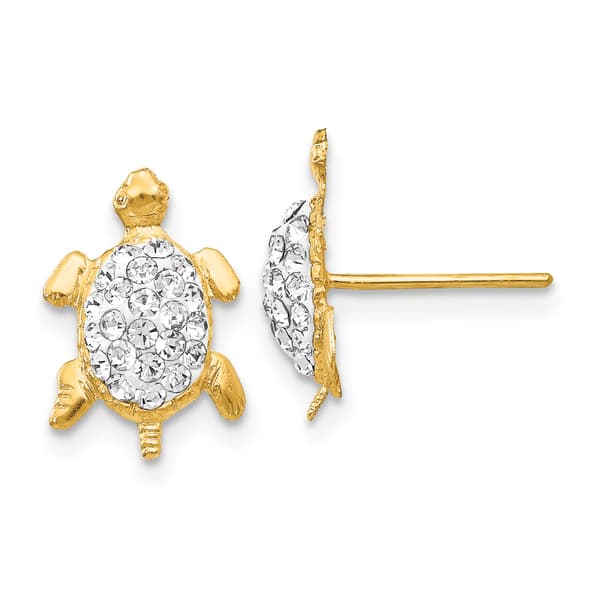 Gold Classics(tm) 14kt. Gold Crystal Turtle Stud Earrings - image 