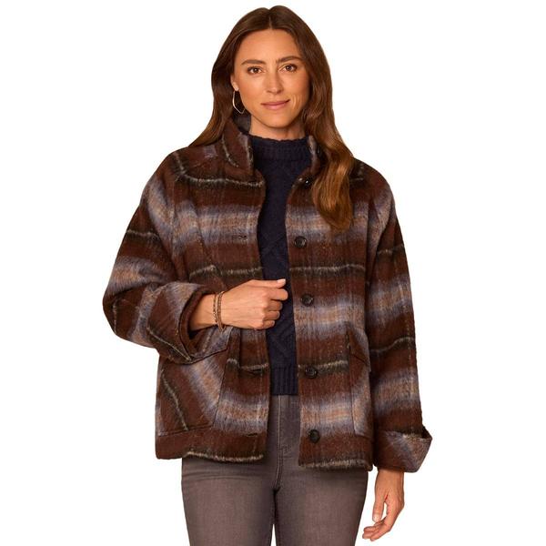 Womens Democracy Raglan Slv Plaid Btn Frnt Jkt Side Entry - image 