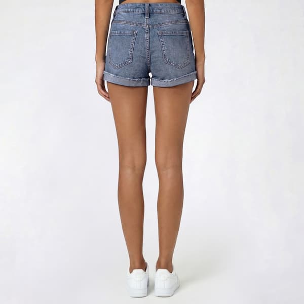 Juniors Celebrity Pink Mid Rise Flip Fray Shorts