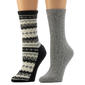 Womens Cuddl Duds(R) 2pk. Fair Isle Crew Socks - image 1