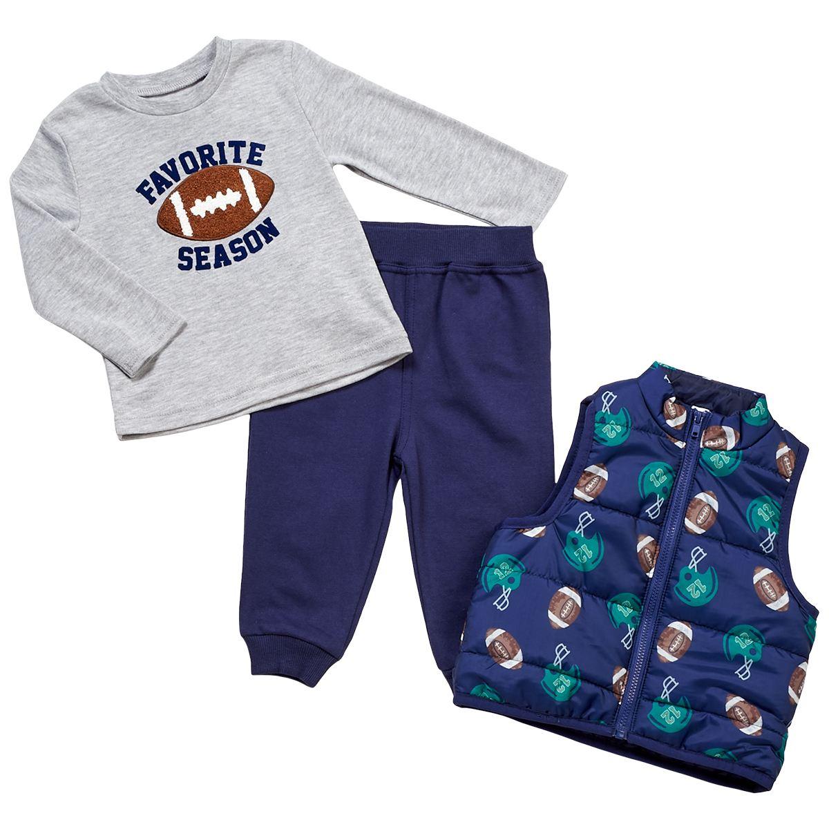 Baby Boy (12-24M) Baby Essentials 3pc. Football Vest Set
