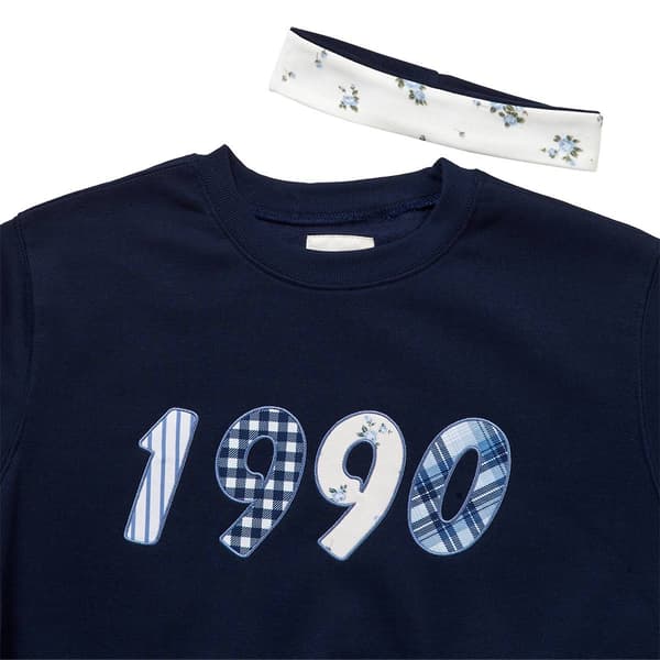 Juniors No Comment Fleece Crew 1990 Sweatshirt w/ Headband