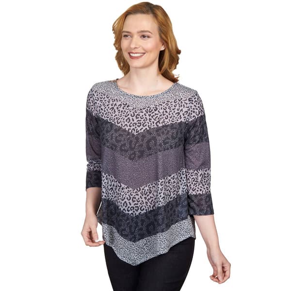 Petite Ruby Rd. Must Haves II Chevron Animal Stripe Jersey Tunic