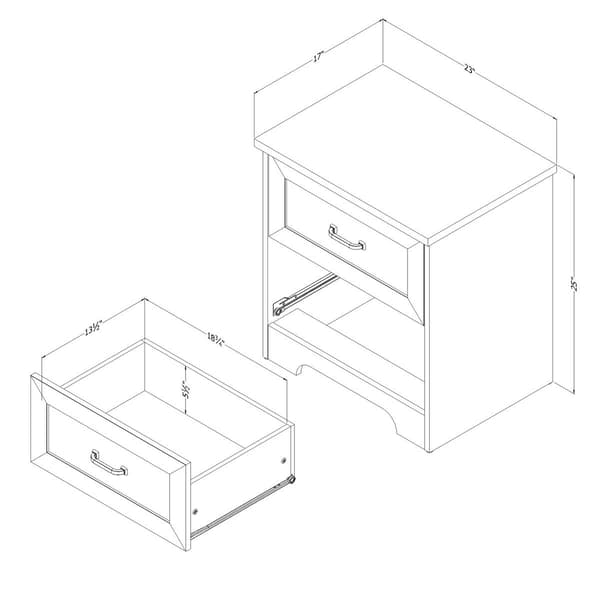 South Shore Prairie 2-Drawer Nightstand