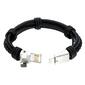 Mens Lynx Stainless Steel &amp; Black Leather USB Charger Bracelet - image 3