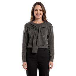 Petite Hanna & Gracie Long Sleeve Solid Tie Neck Sweater