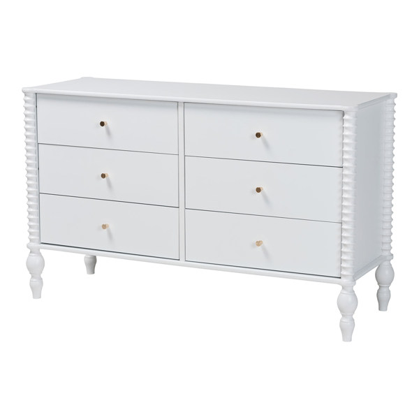 Baxton Studio Callison Spindle 6-Drawer Farmhouse Dresser