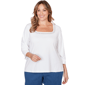 Plus Size Heart''s of Palm Embraceable Blue Solid Embellished 3/4 - image 1
