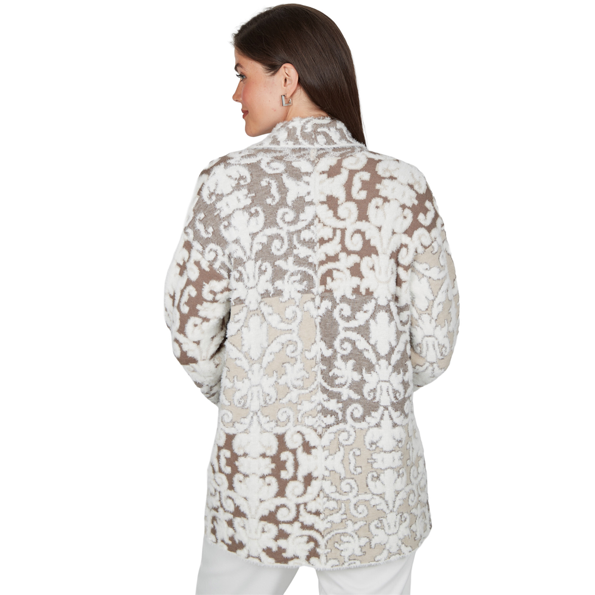 Womens Ruby Rd. Mythical Long Sleeve Ornate Open Front Cardigan