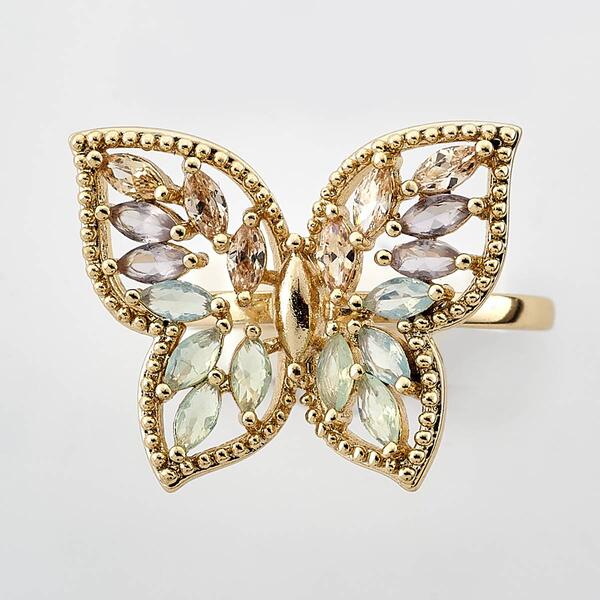 Ashley Cooper&#40;tm&#41; Gold Butterfly Ring w/ Marquis Stones - image 