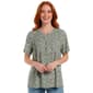 Plus Size Napa Valley Short Sleeve Sketch Floral Henley Blouse - image 1