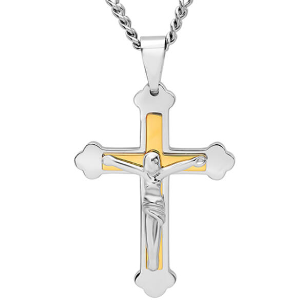 Mens Gentlemen's Classics&#40;tm&#41; Two-Tone Crucifix Pendant Necklace - image 