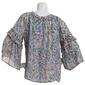Womens Zac & Rachel 3/4 Ruffle Sleeve Paisley Blouse-Navy/Sugar - image 2