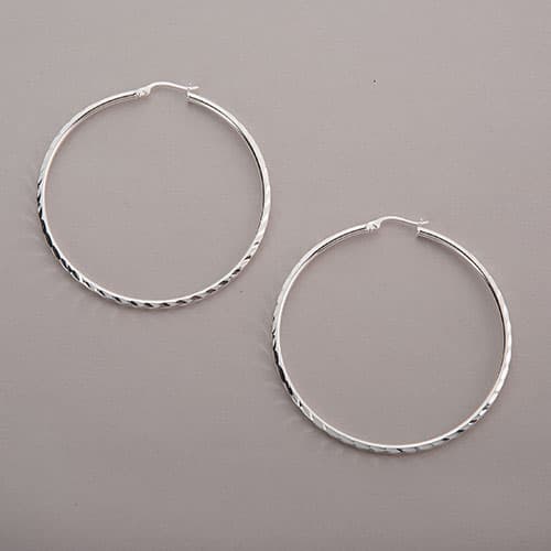 Designs by FMC Sterling Silver 50mm Hoop Earrings