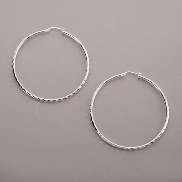 Sterling Silver 50mm Hoop Earrings - image 