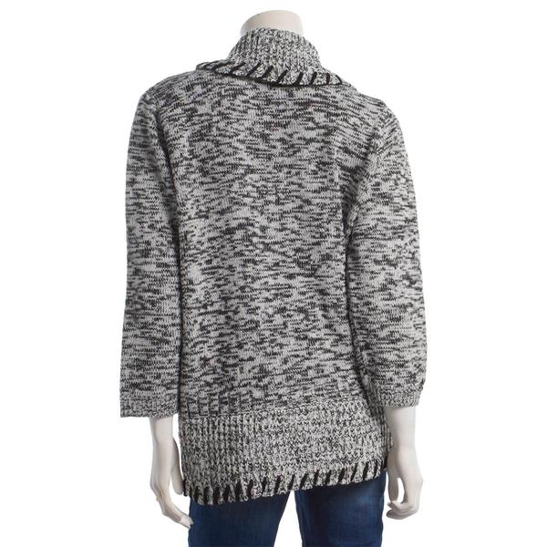 Petite Birch 3/4 Sleeve Whipstitch Open Front Cardigan