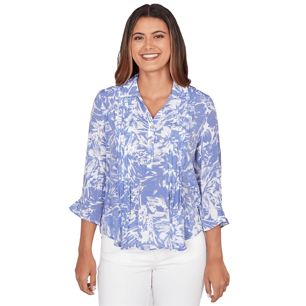 Womens Ruby Rd. Must Haves I 3/4 Sleeve Brushstroke Blouse - image 