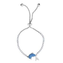 Crystal Critter Silver-Tone Dolphin Adjustable Bolo Bracelet