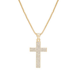 Gold Plated Pave Cross Pendant