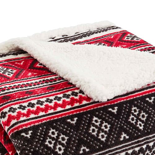 Eddie Bauer Classic Fair Isle Sherpa Throw Blanket - 50x60