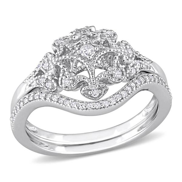 Diamond Classics&#40;tm&#41; 1/5ctw. Diamond Silver Bridal Ring Set - image 