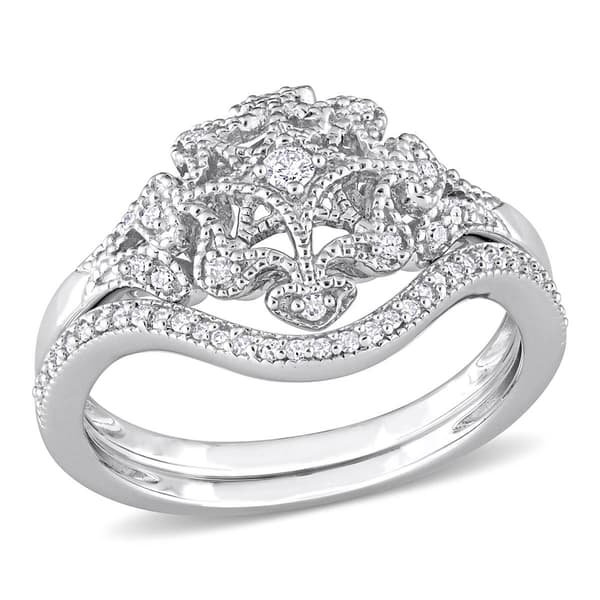 Diamond Classics(tm) 1/5ctw. Diamond Silver Bridal Ring Set - image 