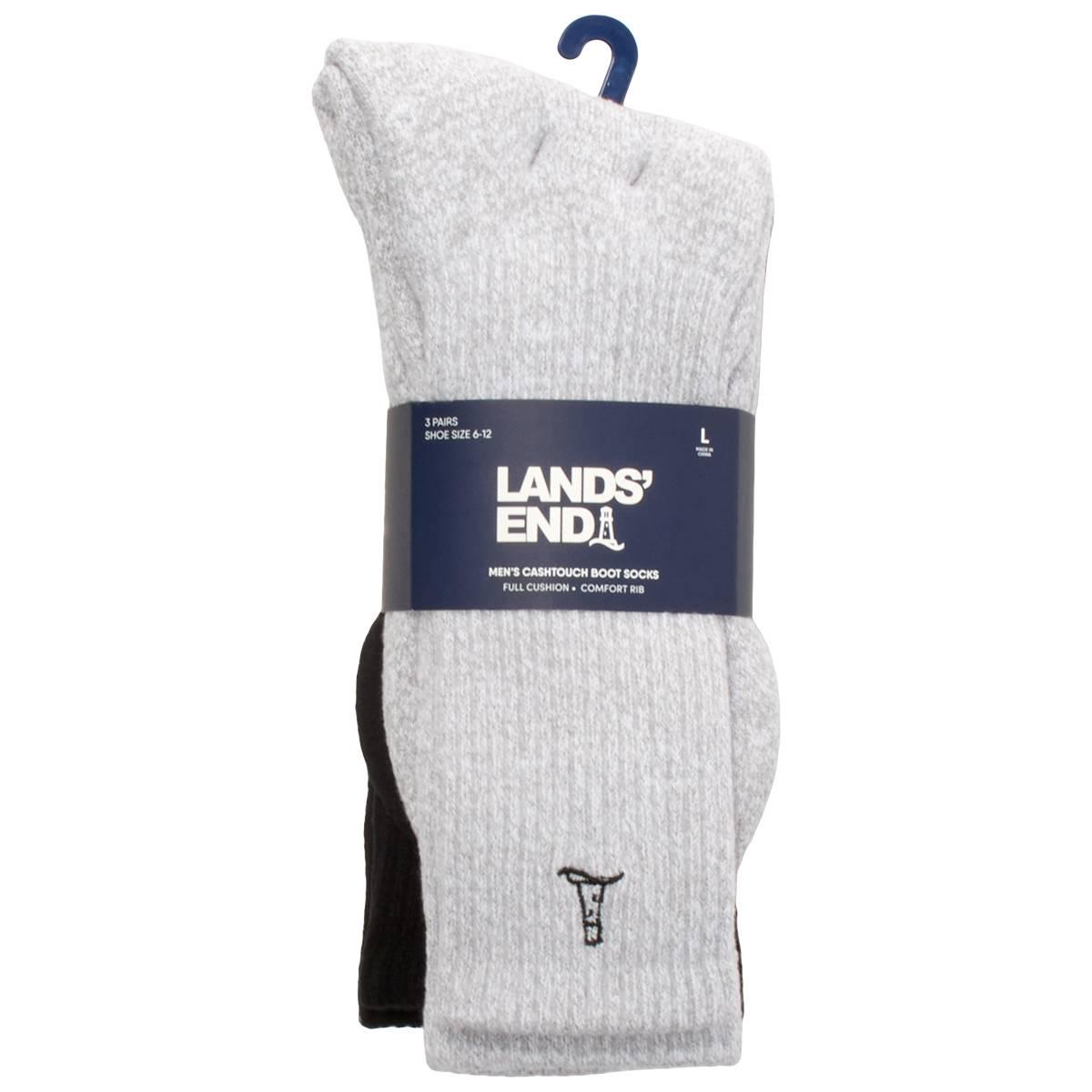 Mens LANDS'' END(R) 3pk. Cashtouch Boot Socks