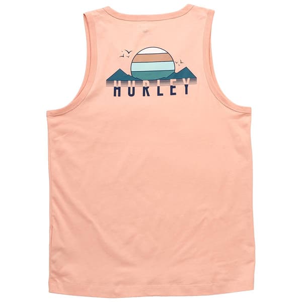 Young Mens Hurley Striped Sunrise Graphic Tank Top
