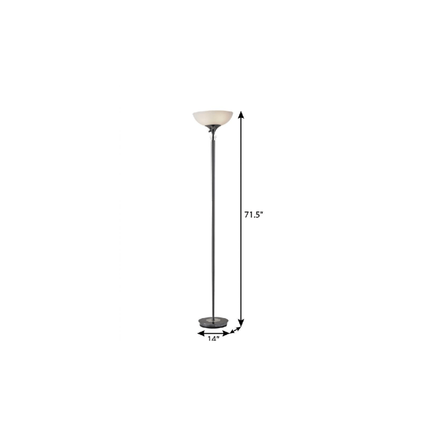 HomeRoots 72in. Black & White Lamp with White Glass Shade
