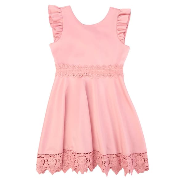 Girls &#40;7-16&#41; Rare Editions Solid Knit Ruffle Sleeve Skater Dress - image 