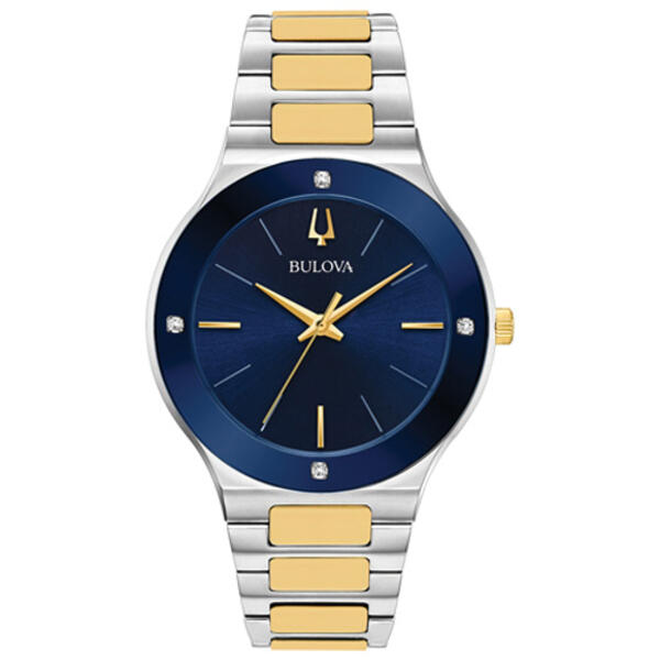 Mens Bulova Millennia Two-Tone Blue Dial Bracelet Watch - 98E117 - image 