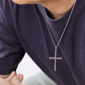 Mens Lynx Antiqued Finish Stainless Steel Cross Pendant - image 2