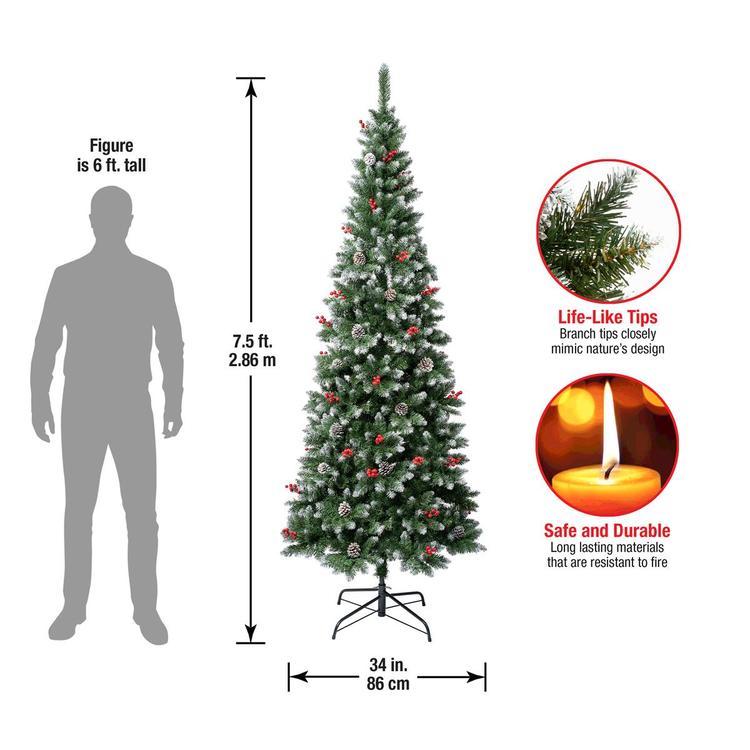 National Tree 7.5ft Cullen Slim Pine Christmas Tree