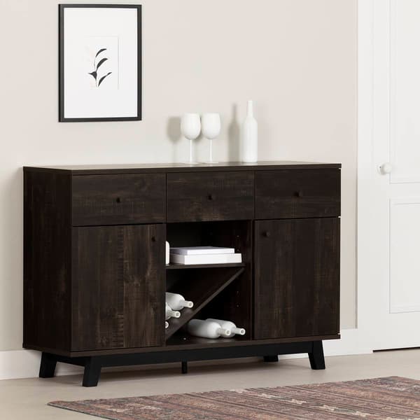 South Shore Bellami Rubbed Black Buffet w/Wine Storage