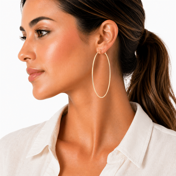 Saffron 60mm 18kt. Gold Polished Flat Bottom Hoop Earrings