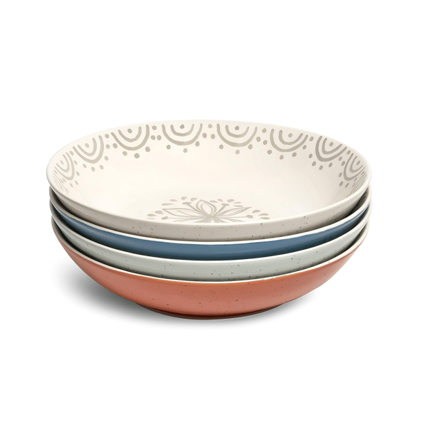 Sango Siterra Glazed Garden Speckled Floral Pasta Bowls -Set of 4 - image 