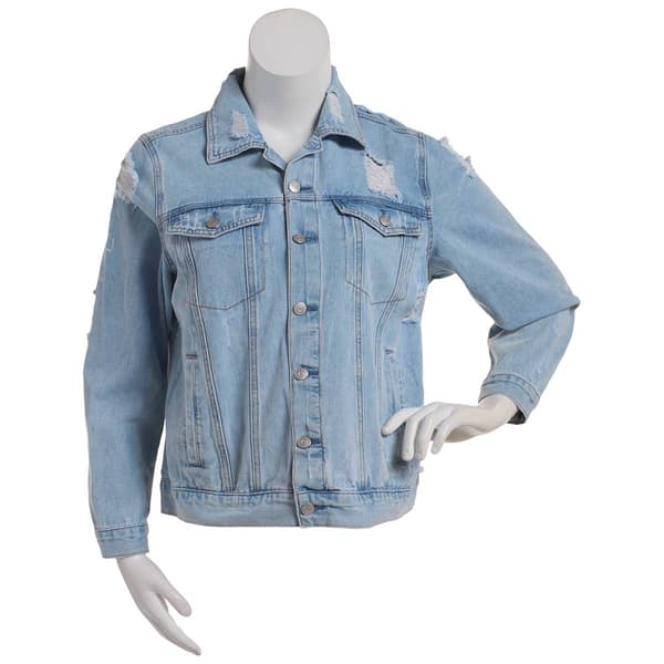 Juniors Plus Madden Girl Destructed Denim Trucker Jacket