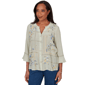 Petite Alfred Dunner Indigo Girls Floral Embroidery Blouse - image 3