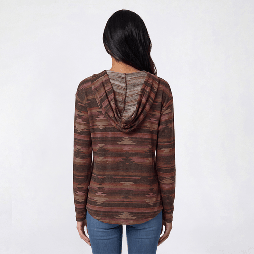 Juniors Wallflower Aztec Hacci Baja Hoodie- Coffee