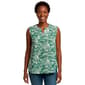 Womens Notations Sleeveless Tropical Leaf Knit Pleat Blouse - image 1