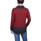 Womens NY Collection 2-Tone Long Sleeve Cowl Neck Pullover Blouse - image 2