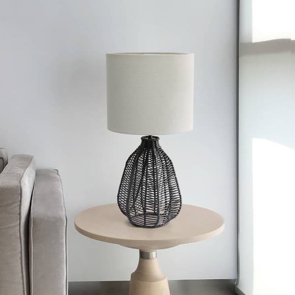 Lalia Home 21in Vintage Rattan Wicker Style Paper Rope Table Lamp