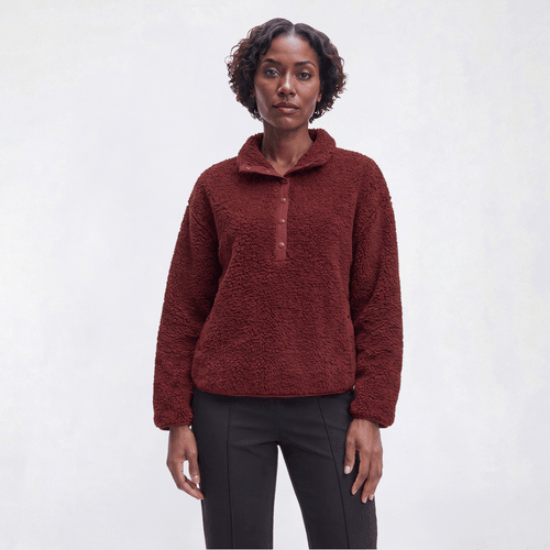 Womens Mountain Ridge Long Sleeve Solid Pullover Sherpa Jacket - image 