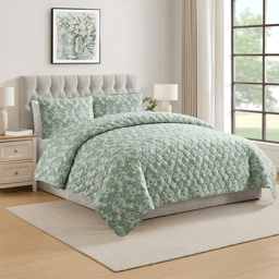 VCNY Home Mason Green 3pc. Floral Quilt Set