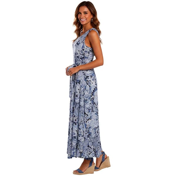 Womens Nina Leonard Sleeveless Floral Maxi Fit & Flare Dress