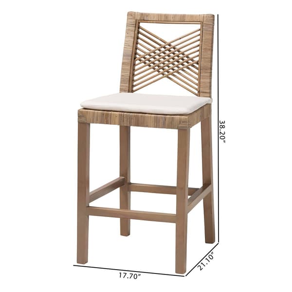 bali & pari Poltak Modern Bohemian Kubu Rattan Counter Stool