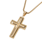 Mens Iron Saints Our Father Prayer Gold Spinner Cross Necklace - image 1