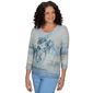 Womens Alfred Dunner Provence 3/4 Sleeve Watercolor Floral Tee - image 3