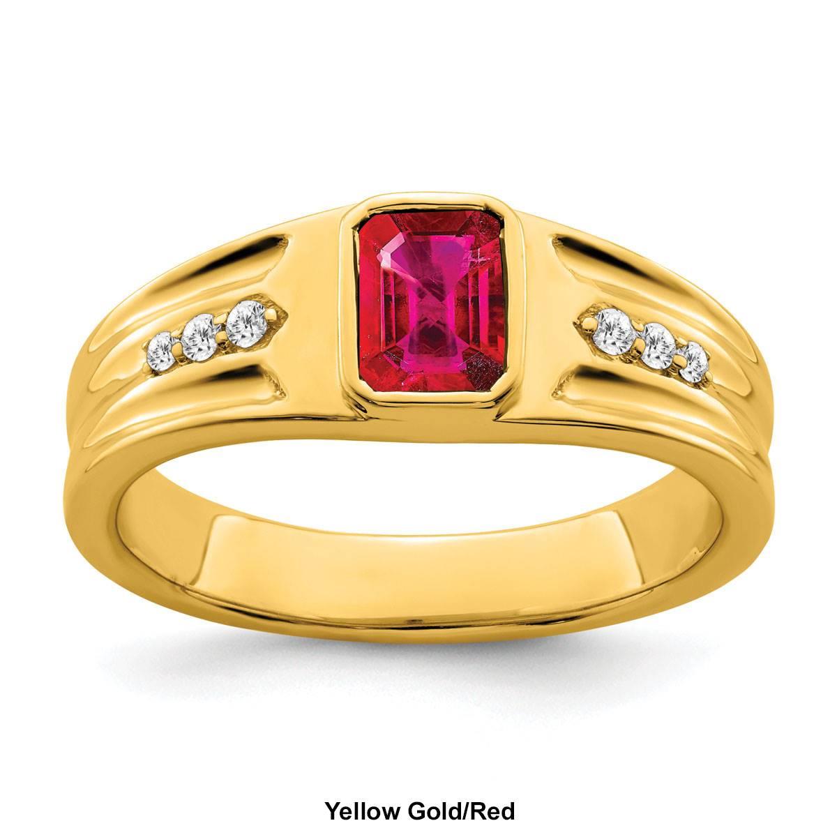 Mens Gentlemen’s Classics™ 14kt. Gold Ruby & 1/10ct. Diamond Ring