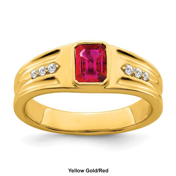 Mens Gentlemen’s Classics™ 14kt. Gold Ruby & 1/10ct. Diamond Ring